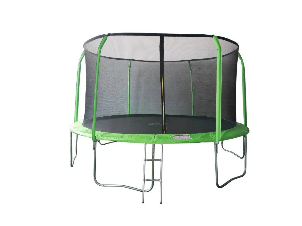 Батут SportElite 14FT 4,27м фиберглас с защитной сеткой внутрь и лестницей салатовый от магазина Супер Спорт